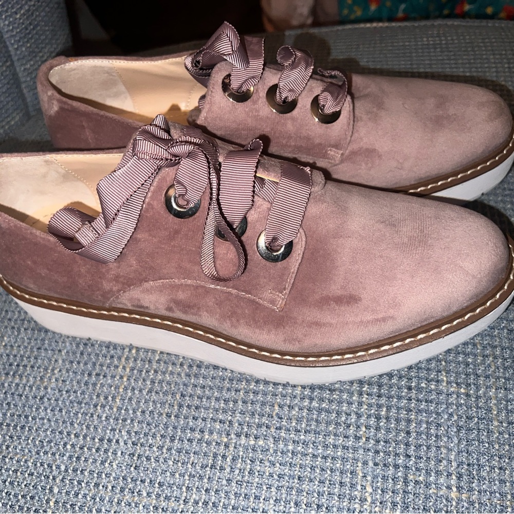 Zara lilac velour platform brogues